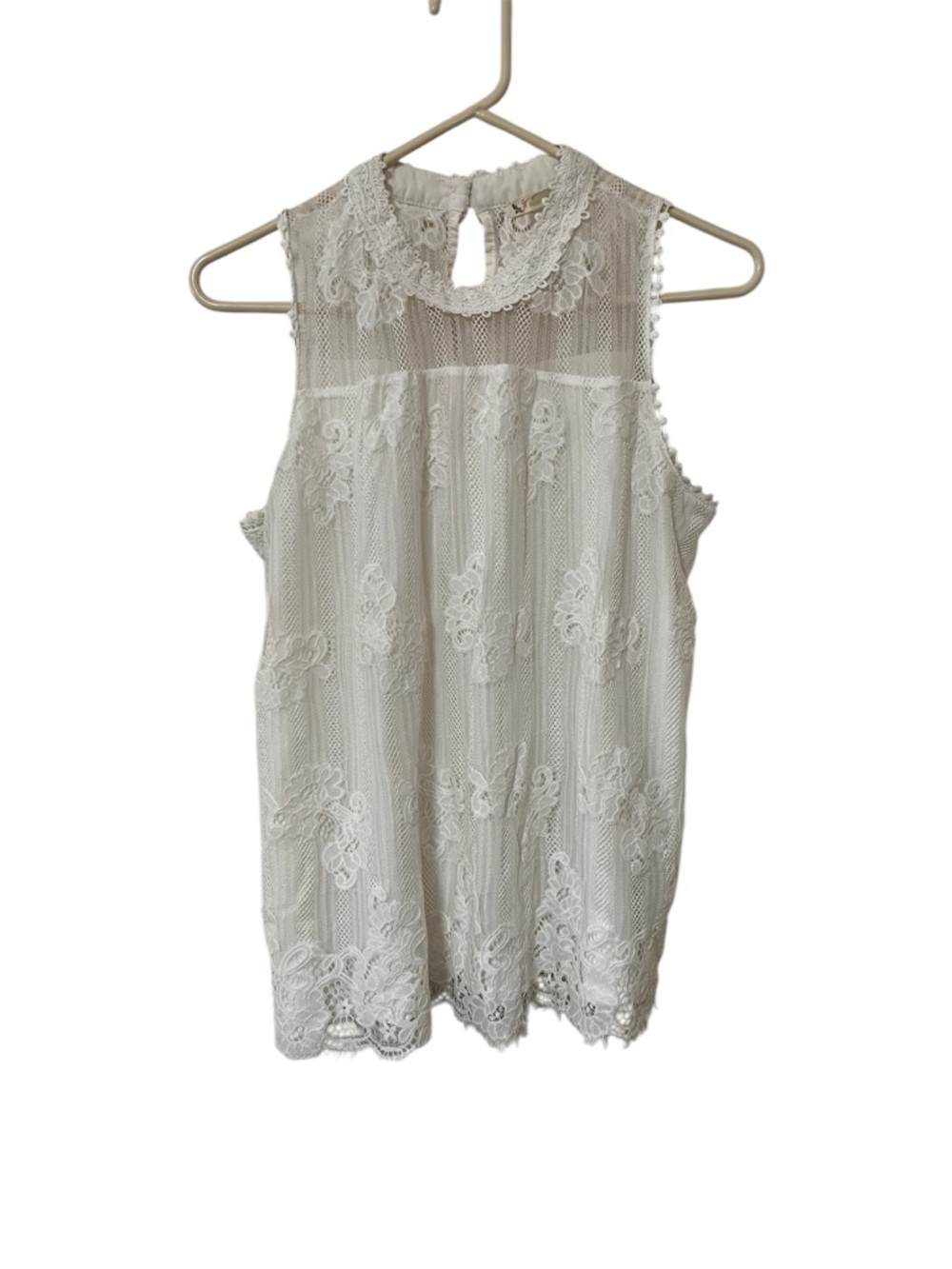 Its Our Time White Crochet Tank Top Large Lined Boho Festival Coquette Beach